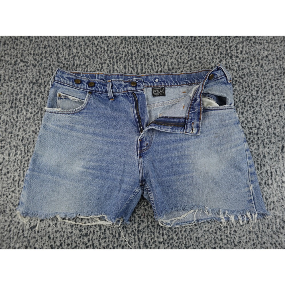 Prison Blues‎ Cutoff Denim Shorts Mens 42 Blue Good Raw Hem Hammer Loop USA Made